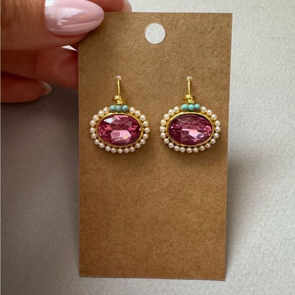 Elegant vintage style Pink Earrings N1120 - Picture 2 of 4